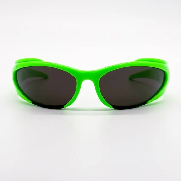 NEW BALENCIAGA BB0253S 005 OVAL GREEN GREY UNISEX SUNGLASSES BALENCIAGA